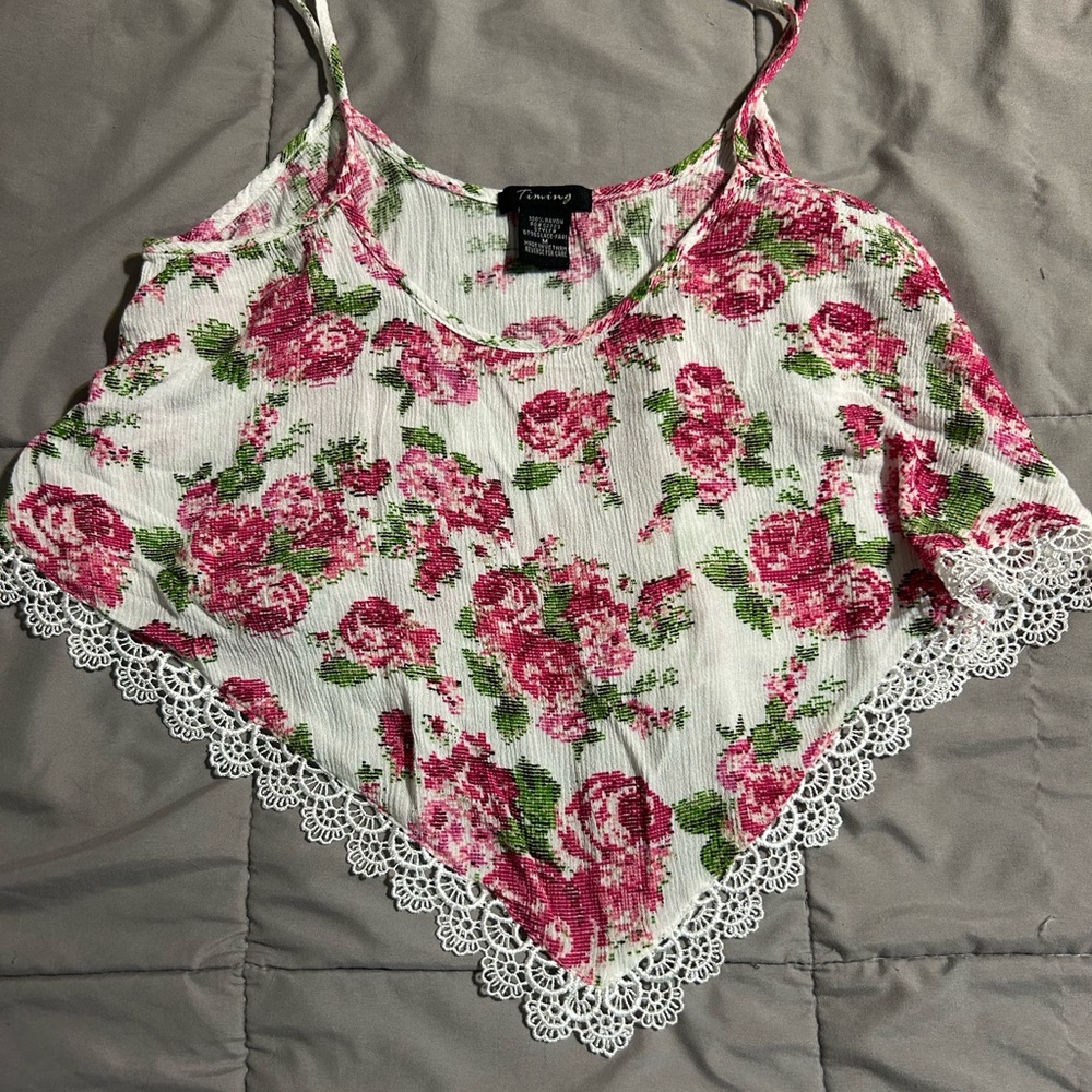 Pink Floral Lace Camisole
